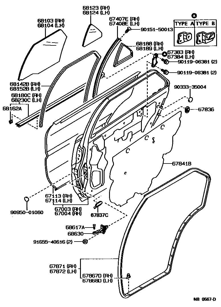 6705 — REAR DOOR PANEL & GLASS