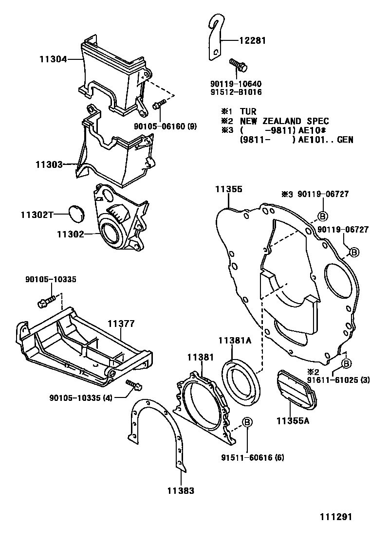 1106 — TIMING GEAR COVER & REAR END PLATE