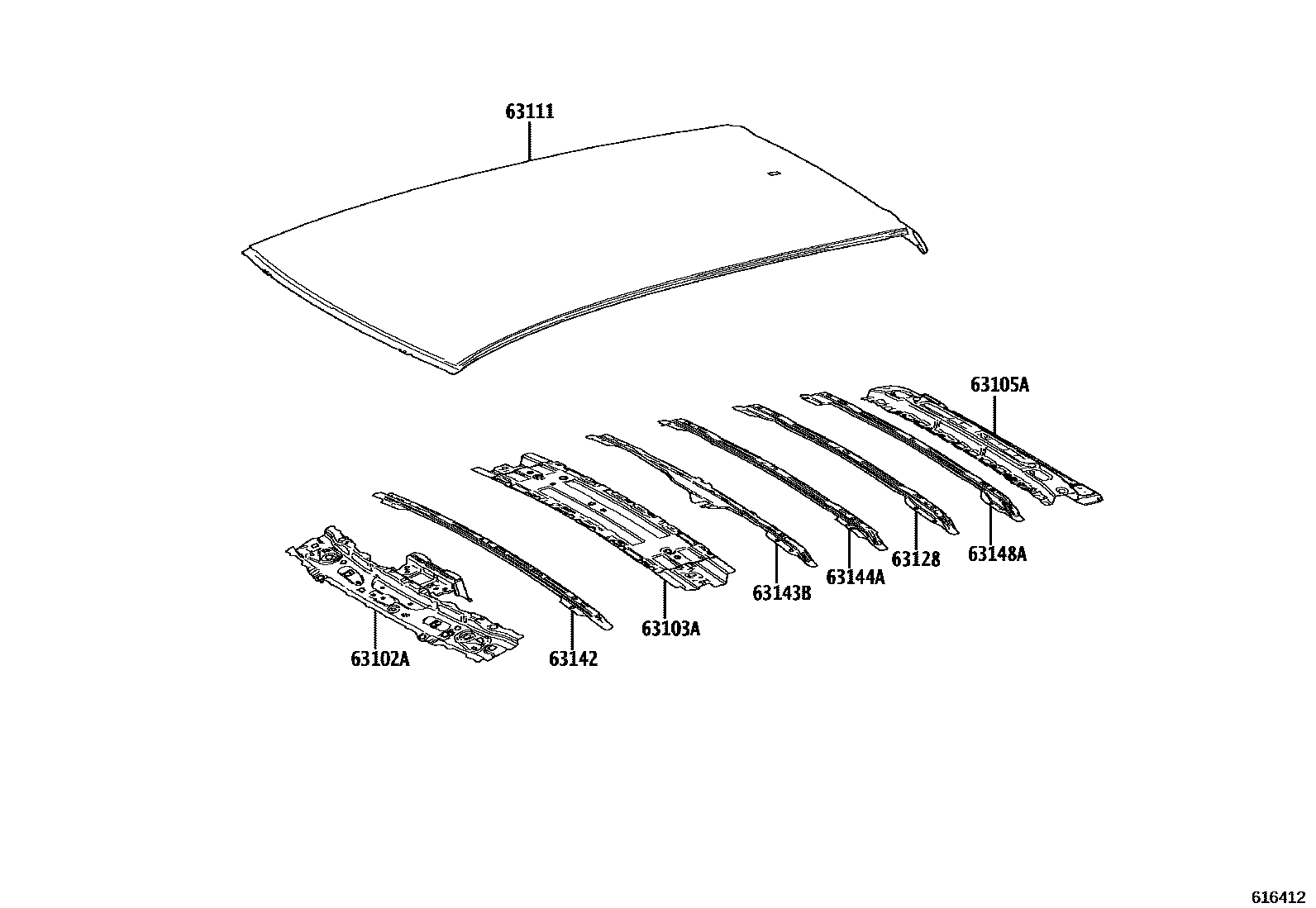 6104 — ROOF PANEL & BACK WINDOW GLASS