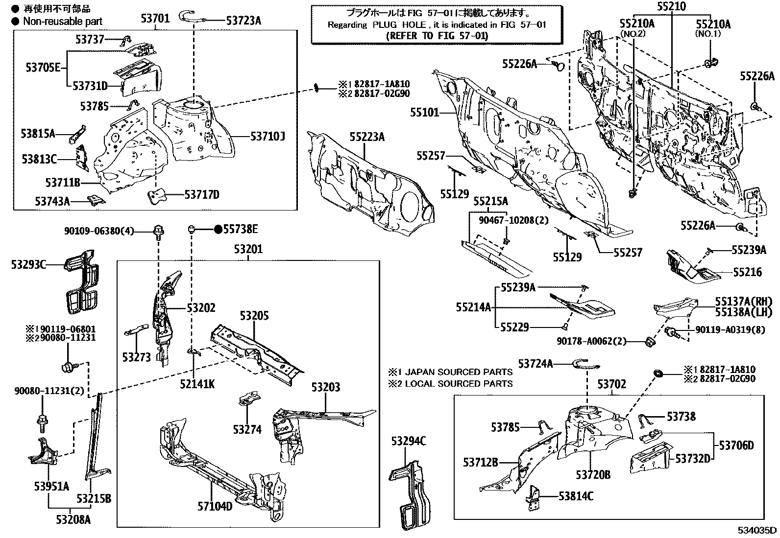 5304 — FRONT FENDER APRON & DASH PANEL