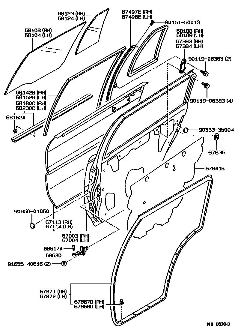 6705 — REAR DOOR PANEL & GLASS