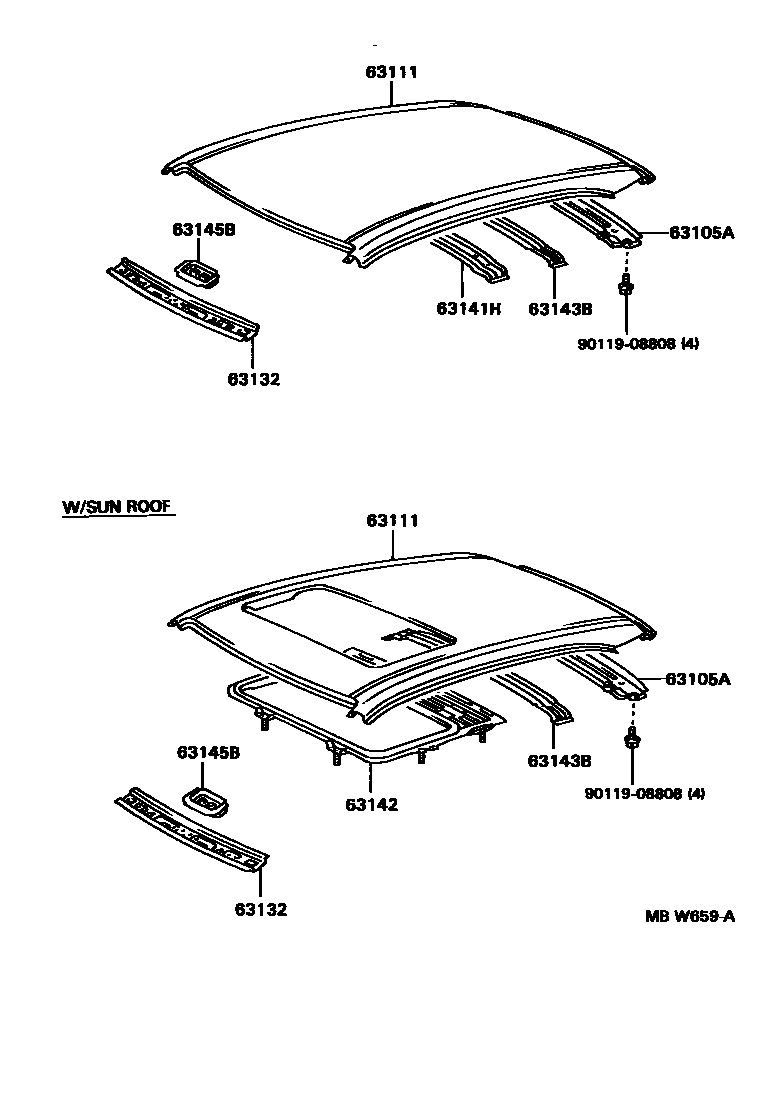 6104 — ROOF PANEL & BACK WINDOW GLASS