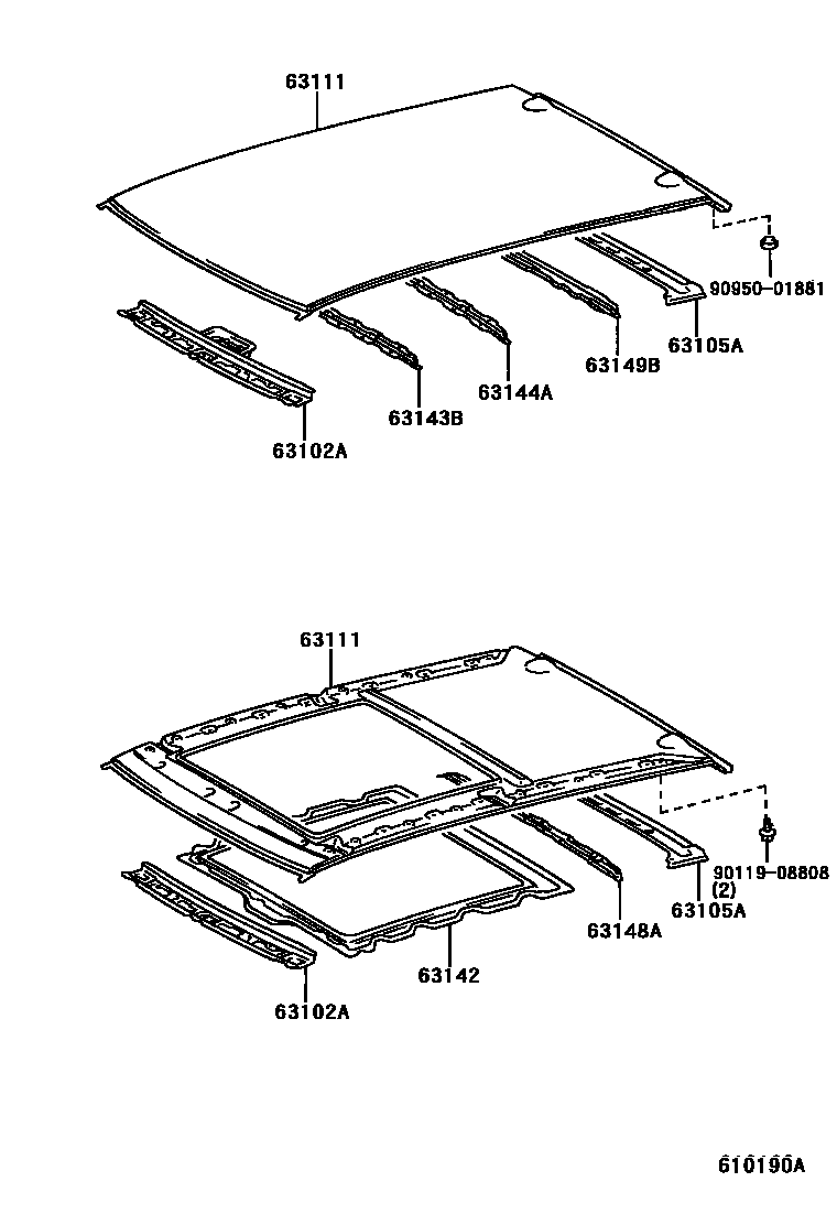 6104 — ROOF PANEL & BACK WINDOW GLASS