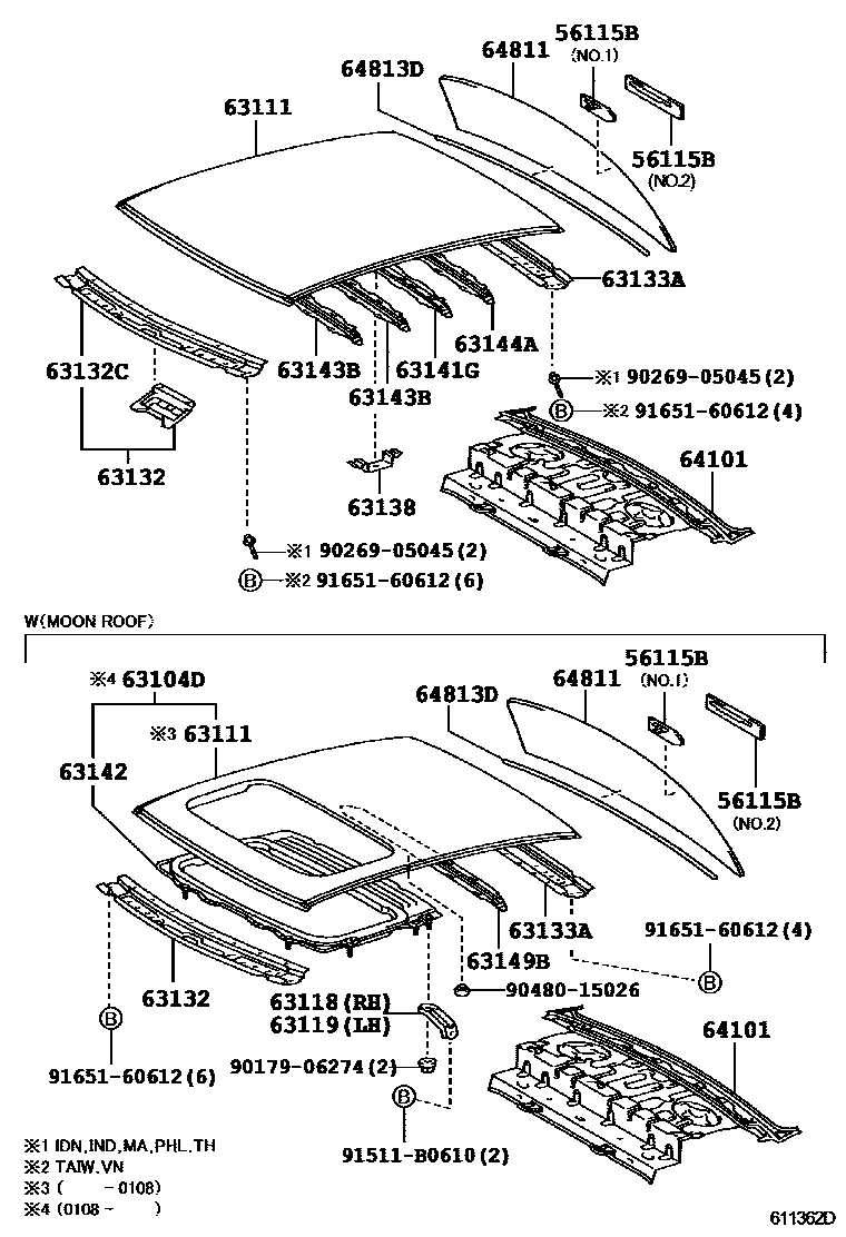 6104 — ROOF PANEL & BACK WINDOW GLASS