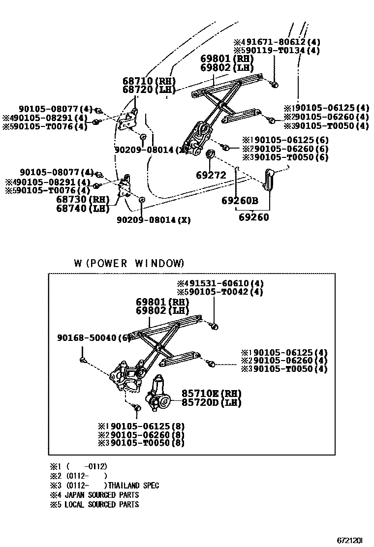 6704 — FRONT DOOR WINDOW REGULATOR & HINGE