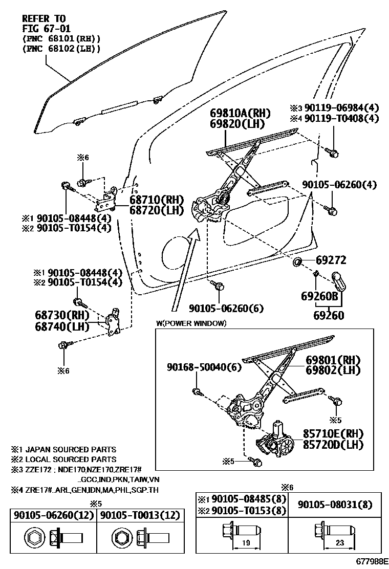6704 — FRONT DOOR WINDOW REGULATOR & HINGE