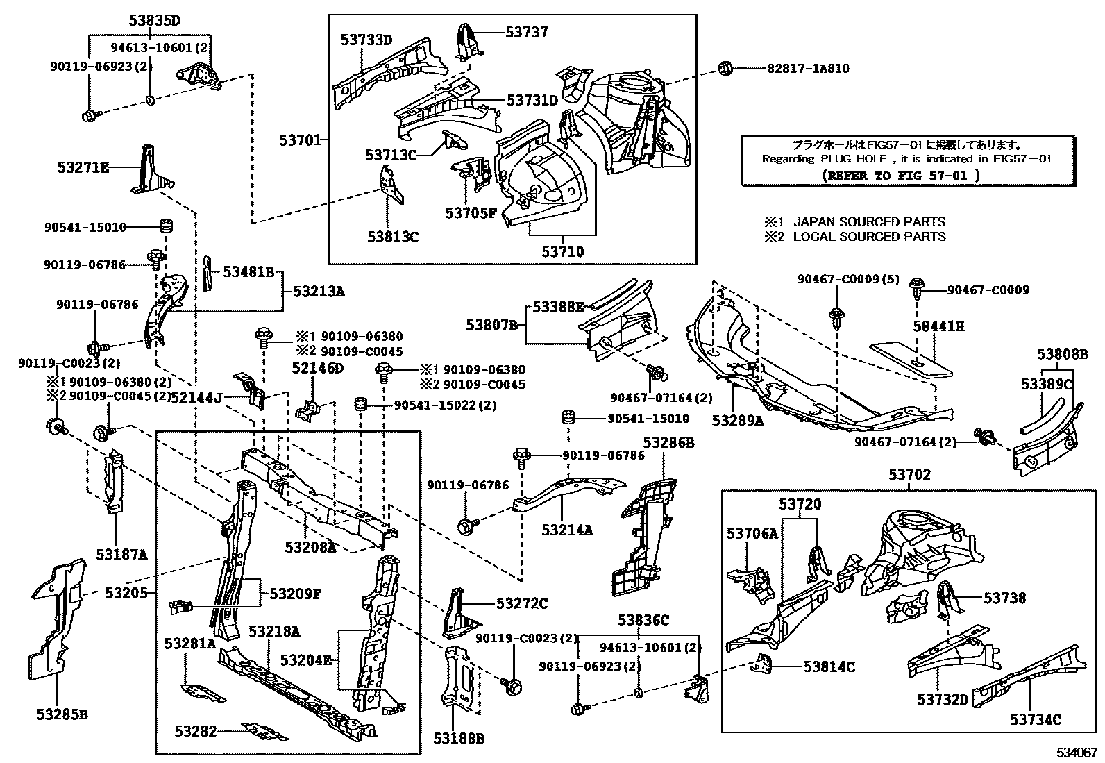 5304 — FRONT FENDER APRON & DASH PANEL