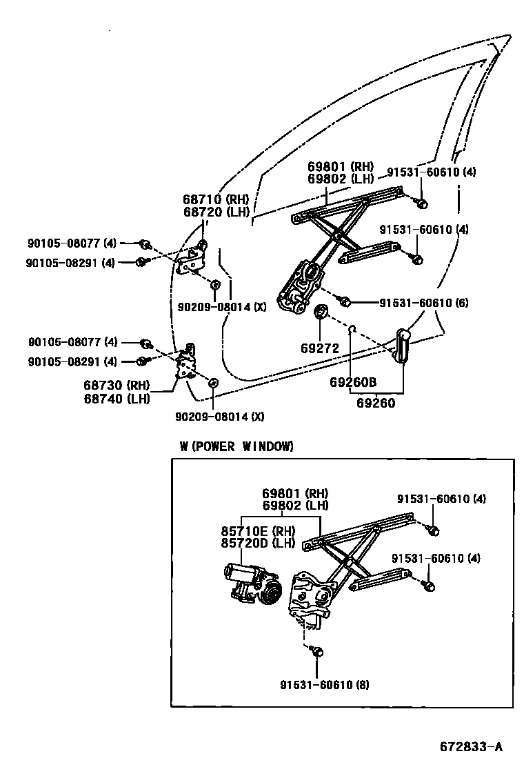 6704 — FRONT DOOR WINDOW REGULATOR & HINGE