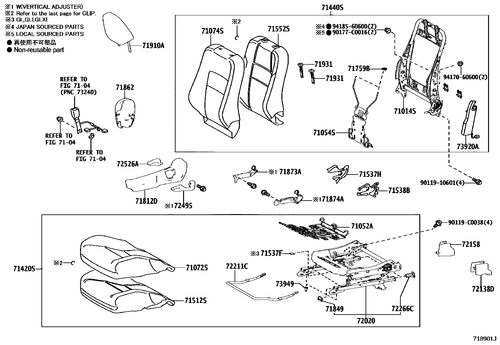 7101 — FRONT SEAT & SEAT TRACK