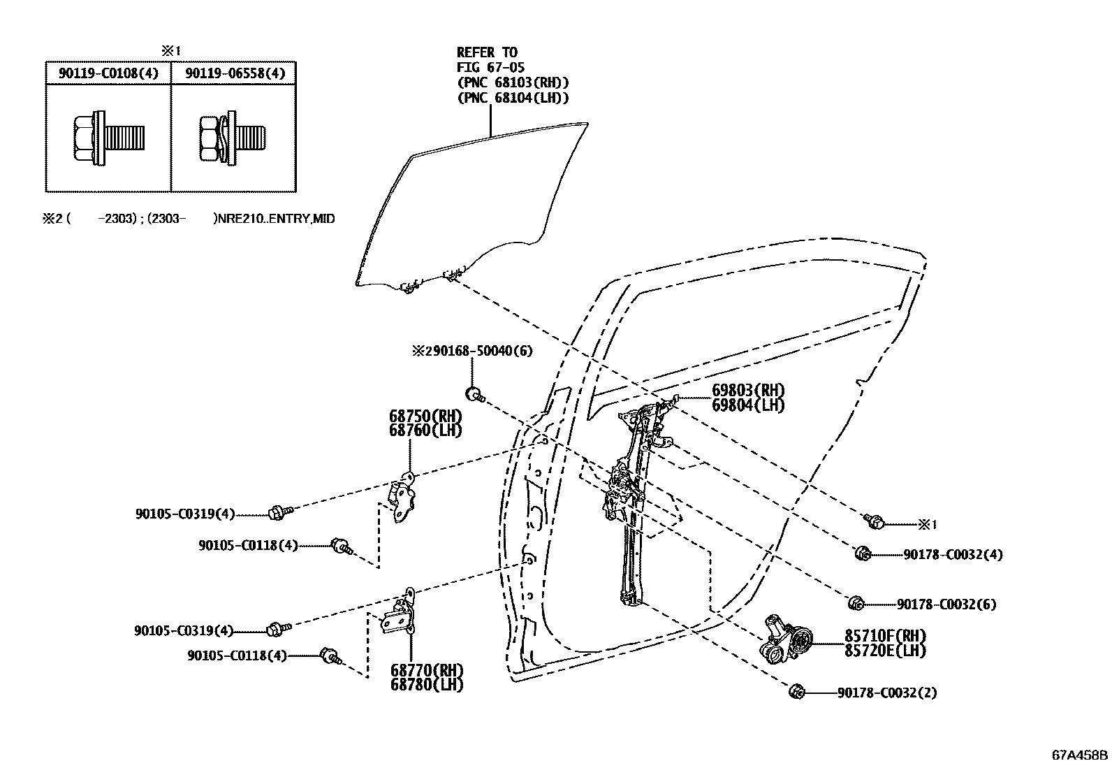 6707 — REAR DOOR WINDOW REGULATOR & HINGE