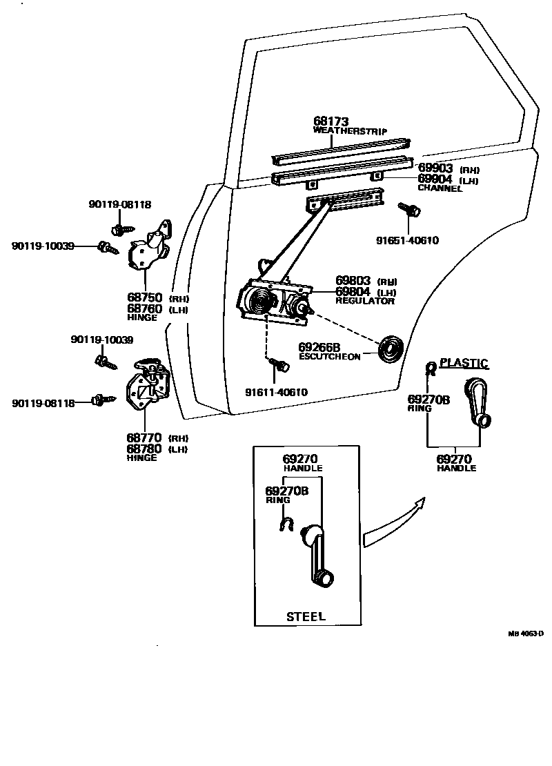 6707 — REAR DOOR WINDOW REGULATOR & HINGE