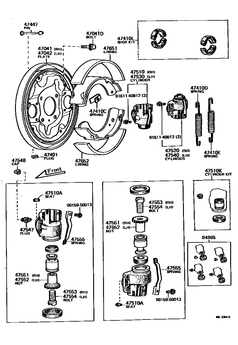 4704 — FRONT DRUM BRAKE WHEEL CYLINDER & BACKING PLATE