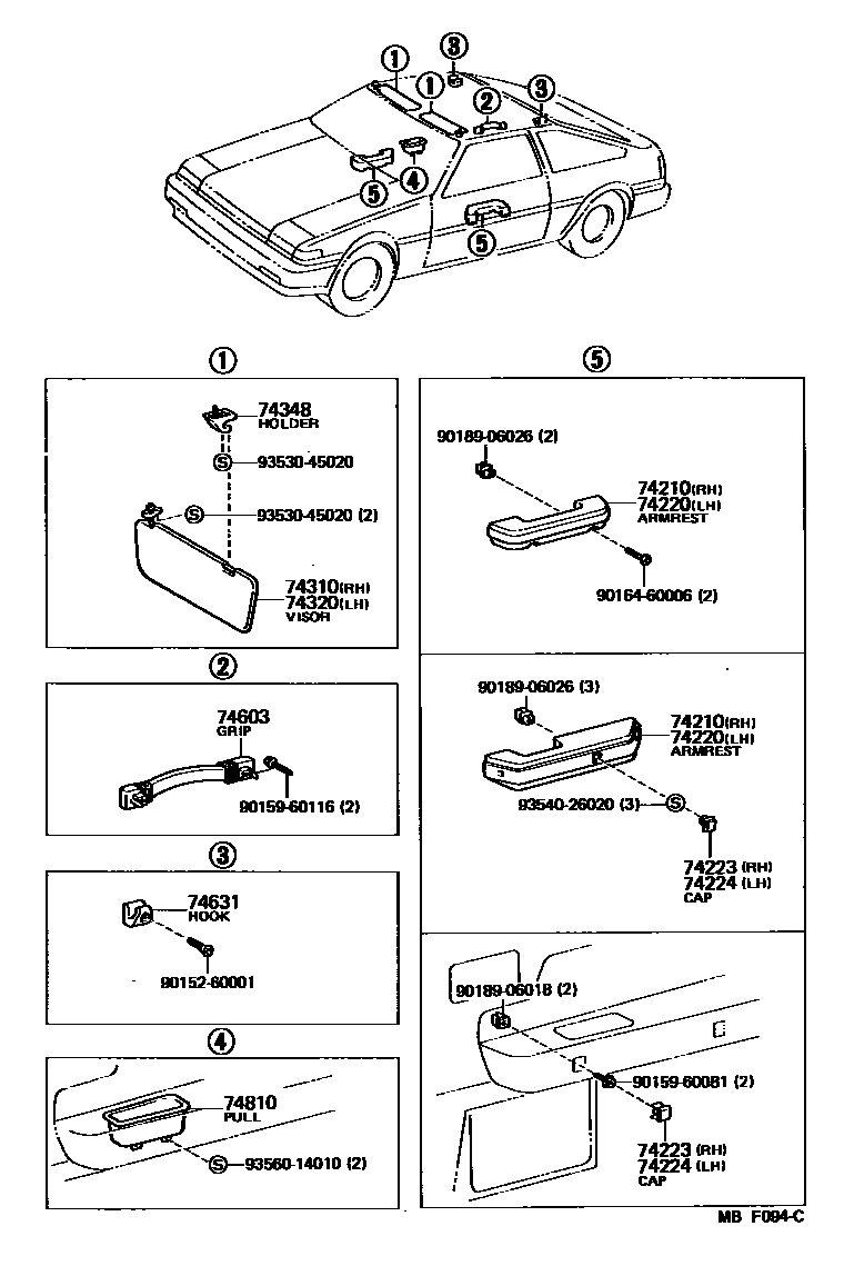 7401 — ARMREST & VISOR