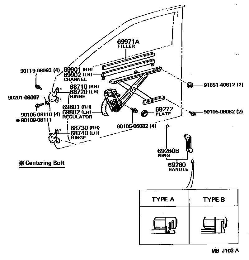 6704 — FRONT DOOR WINDOW REGULATOR & HINGE