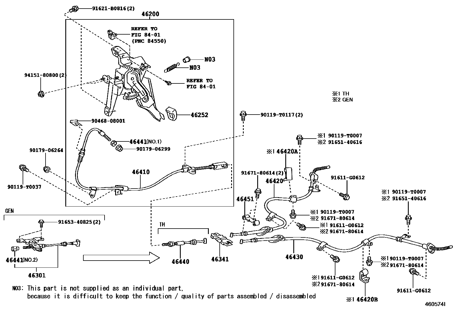 4601 — PARKING BRAKE & CABLE
