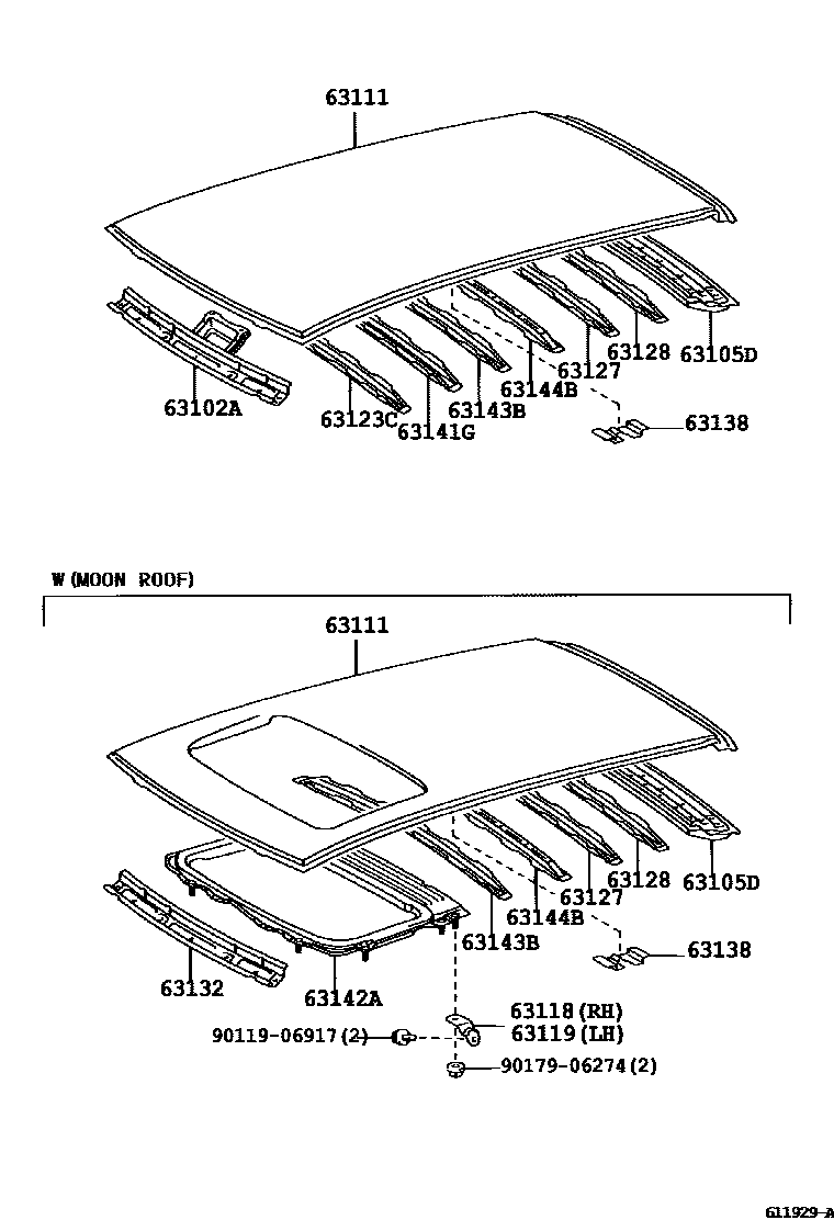 6104 — ROOF PANEL & BACK WINDOW GLASS