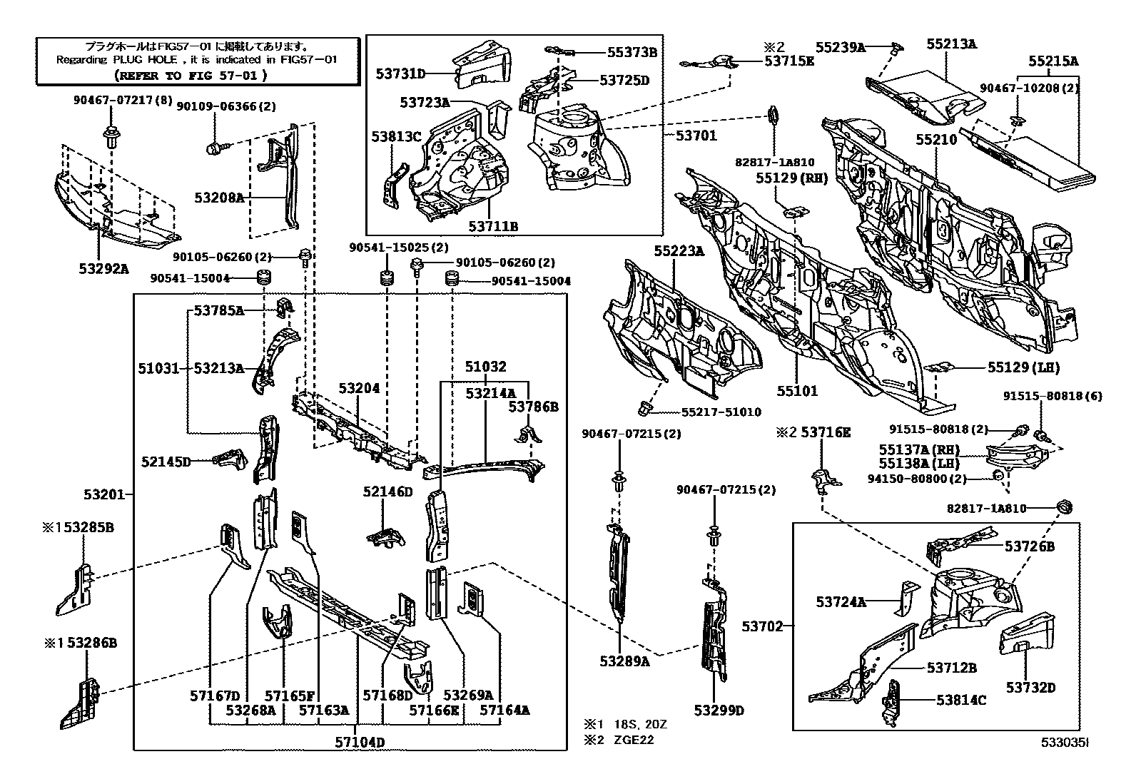 5304 — FRONT FENDER APRON & DASH PANEL