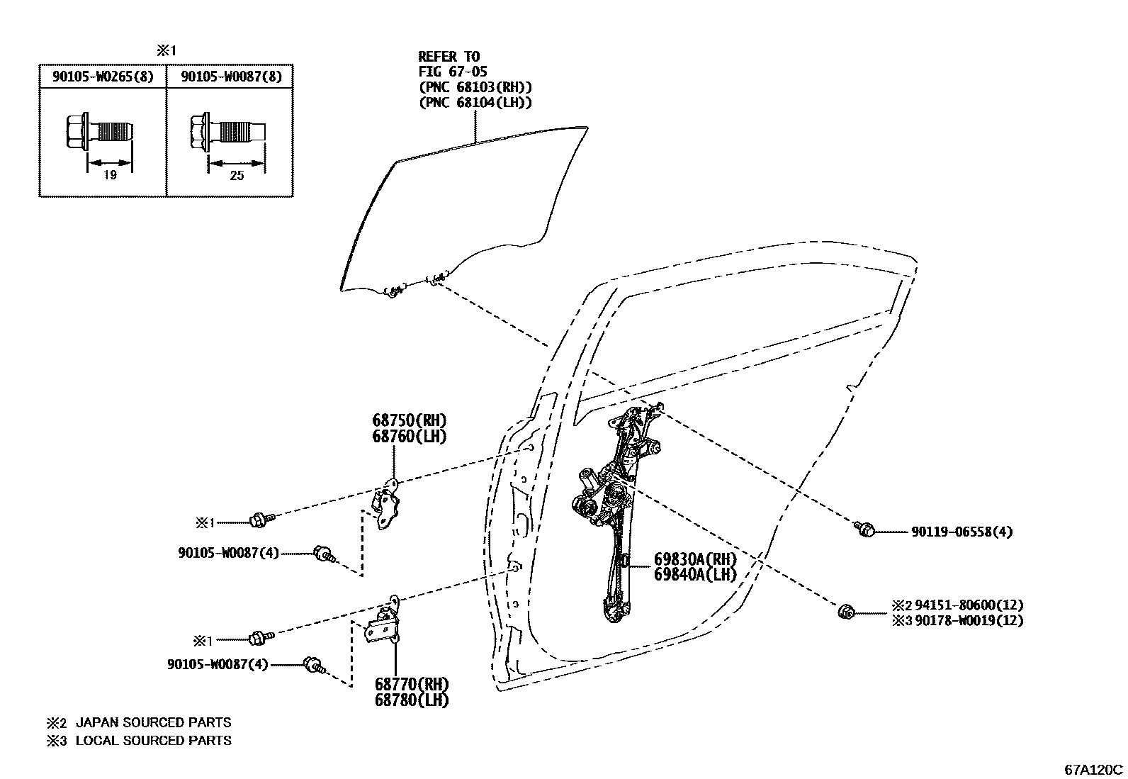 6707 — REAR DOOR WINDOW REGULATOR & HINGE