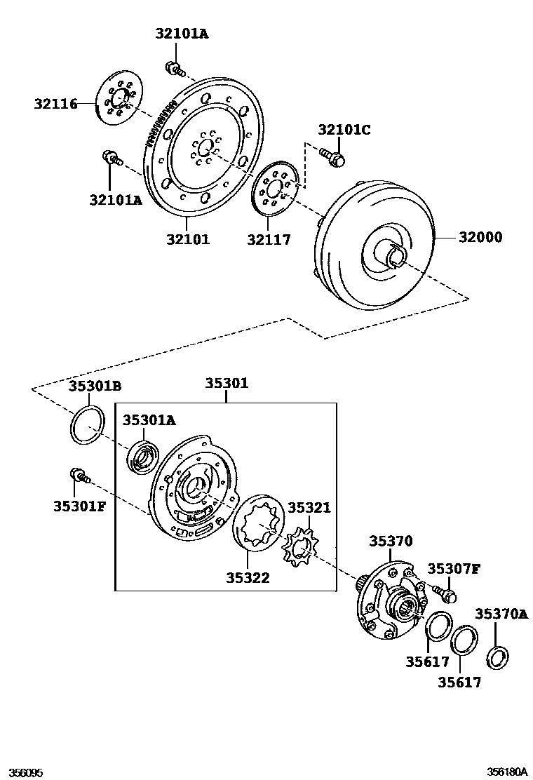 3502 — TORQUE CONVERTER, FRONT OIL PUMP & CHAIN (ATM)
