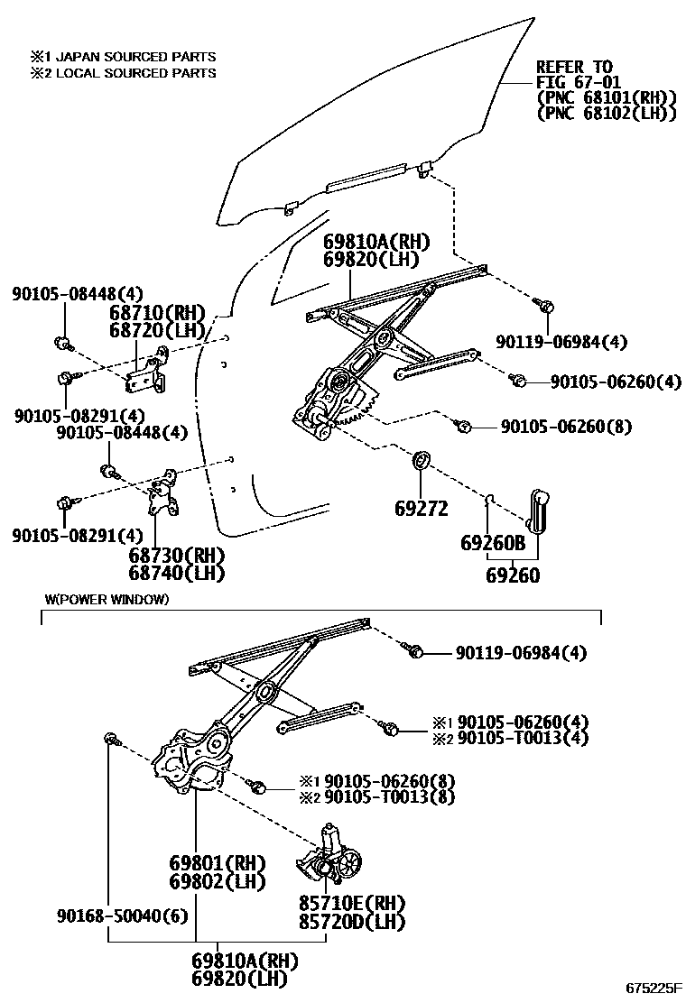 6704 — FRONT DOOR WINDOW REGULATOR & HINGE