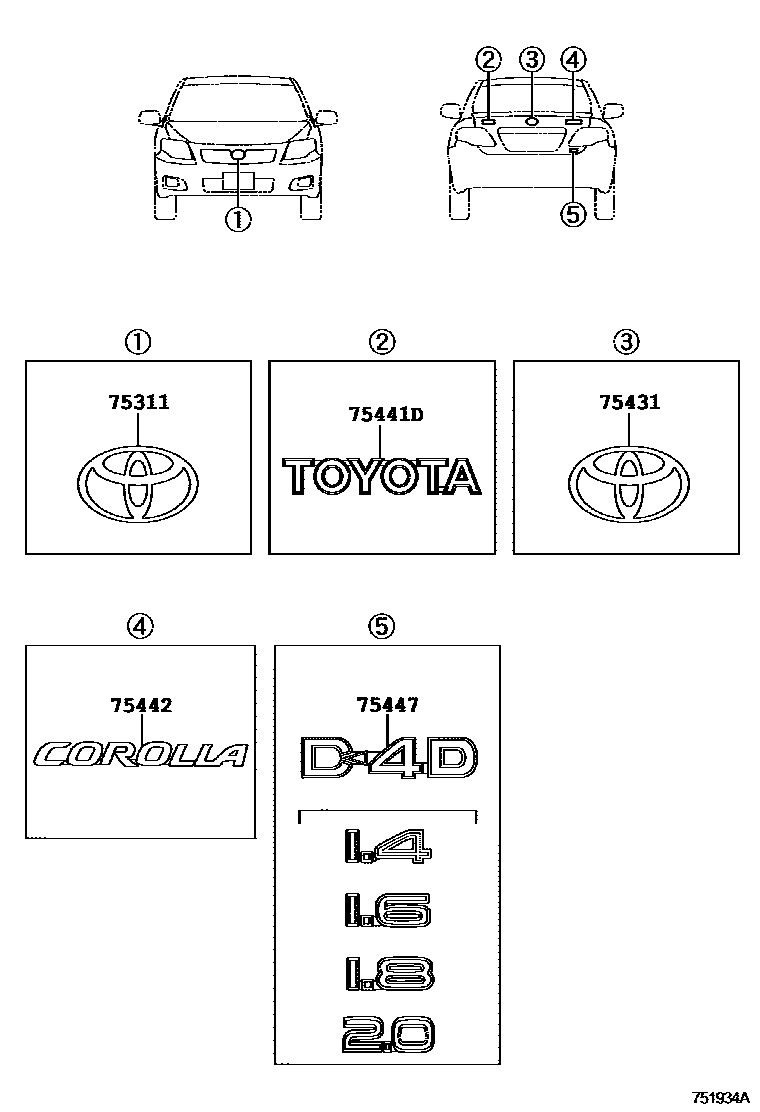 7501 — EMBLEM & NAME PLATE (EXTERIOR & INTERIOR)
