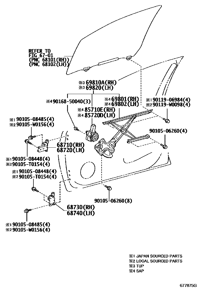 6704 — FRONT DOOR WINDOW REGULATOR & HINGE