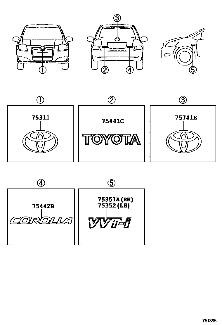 7501 — EMBLEM & NAME PLATE (EXTERIOR & INTERIOR)