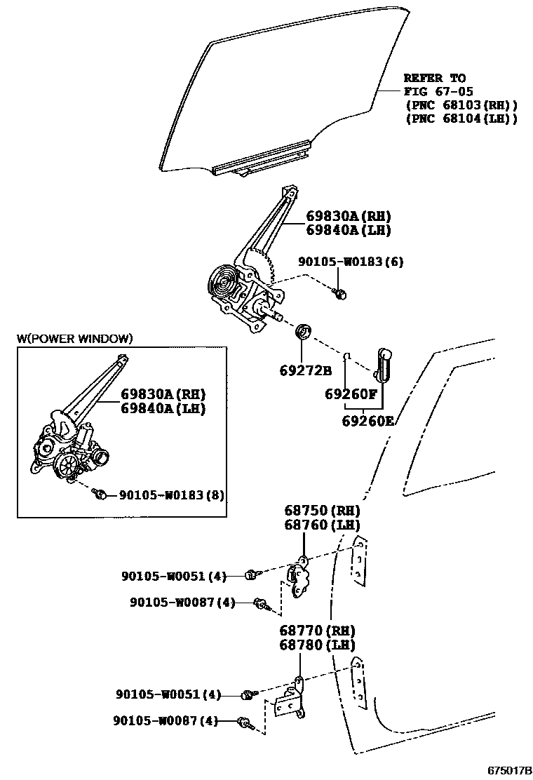 6707 — REAR DOOR WINDOW REGULATOR & HINGE