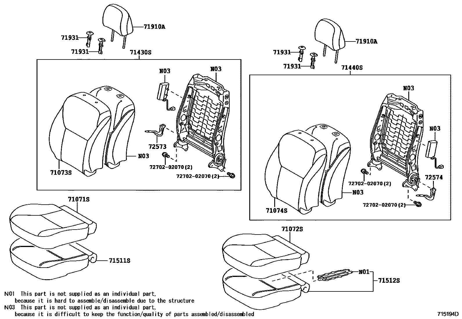 7101 — FRONT SEAT & SEAT TRACK