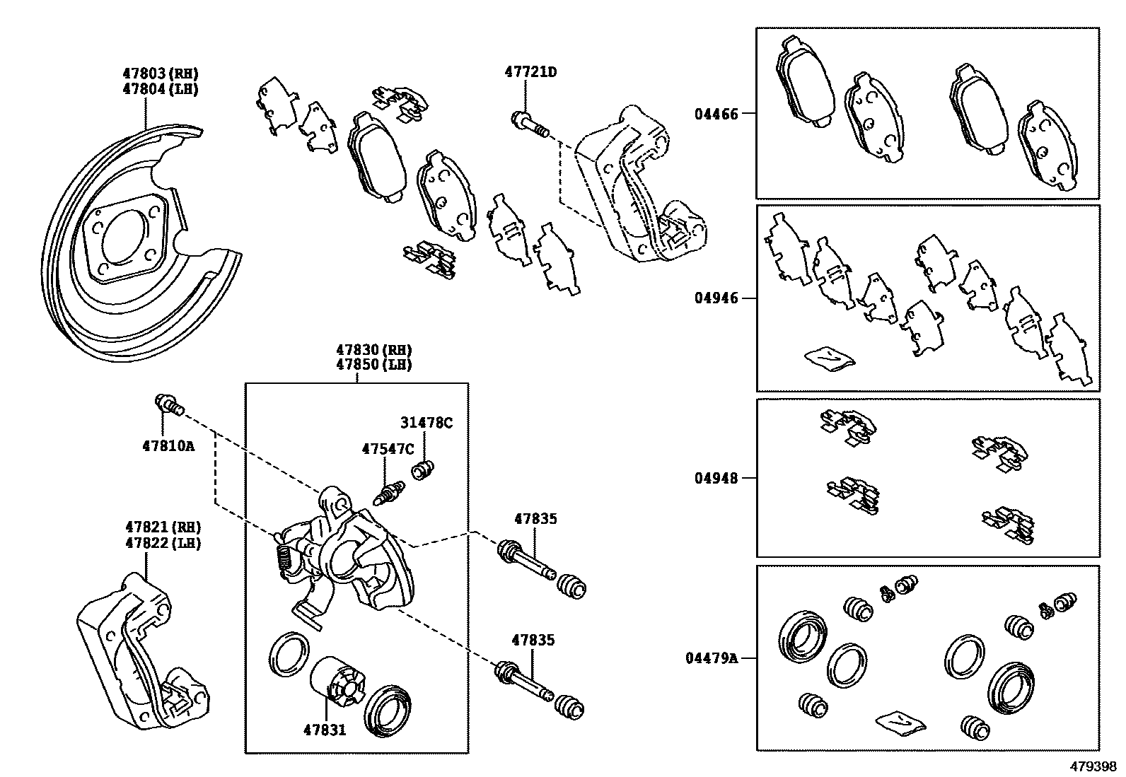 4707 — REAR DISC BRAKE CALIPER & DUST COVER