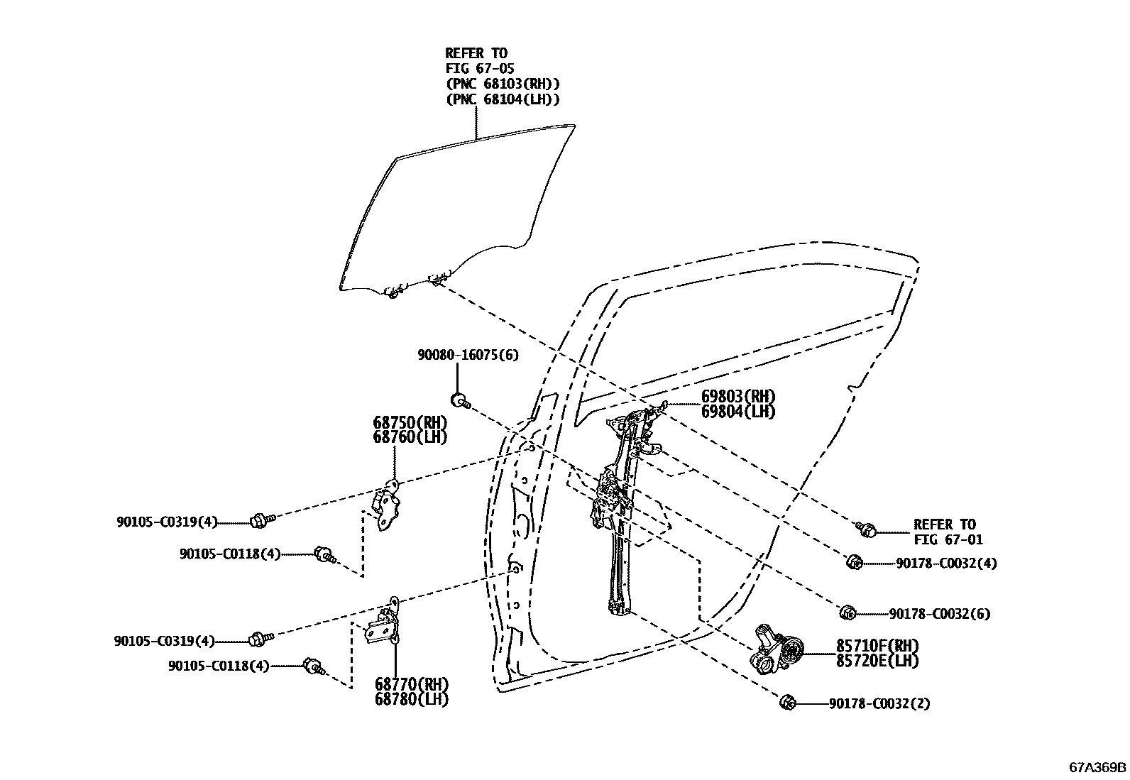 6707 — REAR DOOR WINDOW REGULATOR & HINGE