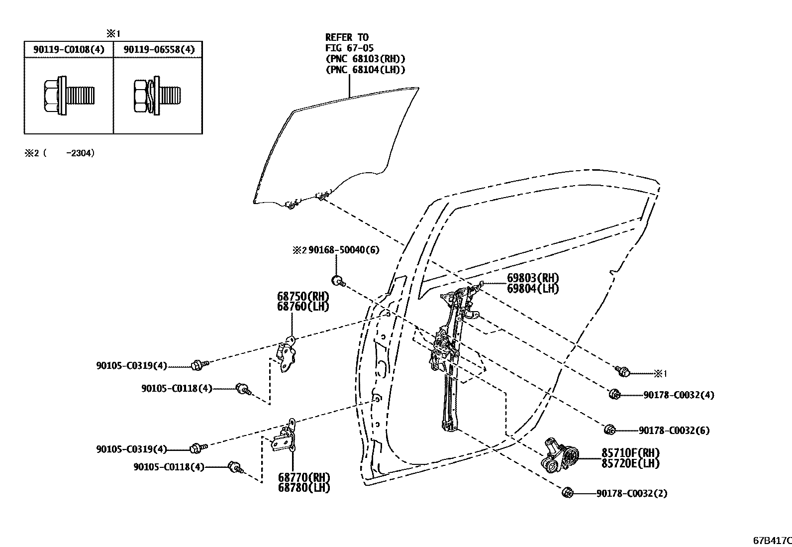 6707 — REAR DOOR WINDOW REGULATOR & HINGE