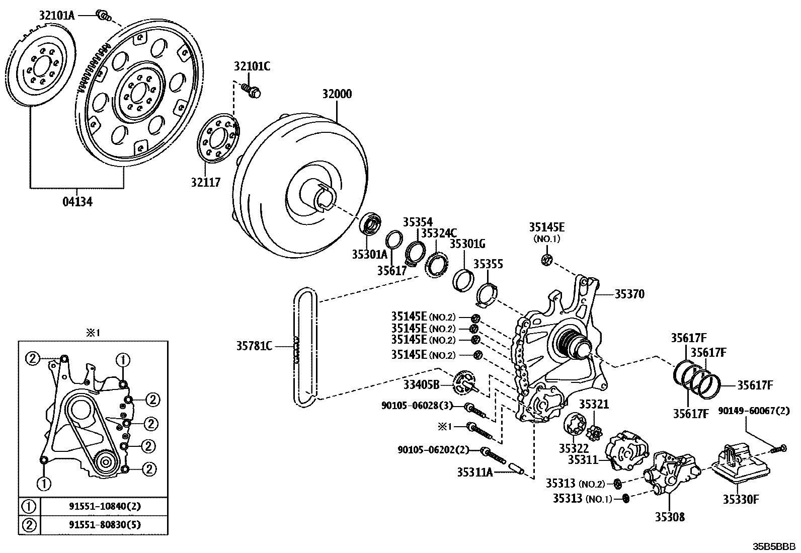 3502 — TORQUE CONVERTER, FRONT OIL PUMP & CHAIN (ATM)