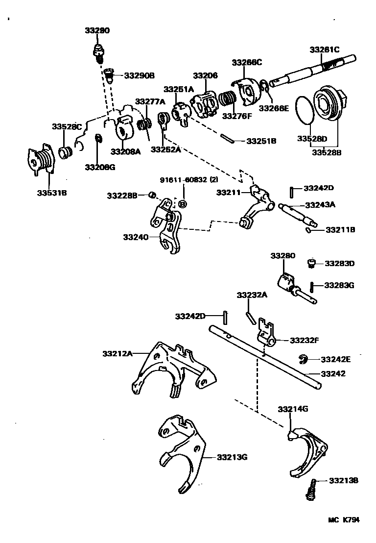 3307 — GEAR SHIFT FORK & LEVER SHAFT (MTM)