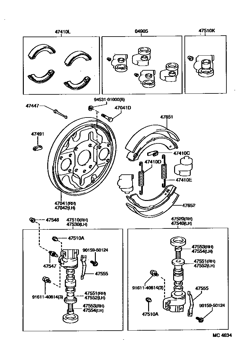 4704 — FRONT DRUM BRAKE WHEEL CYLINDER & BACKING PLATE