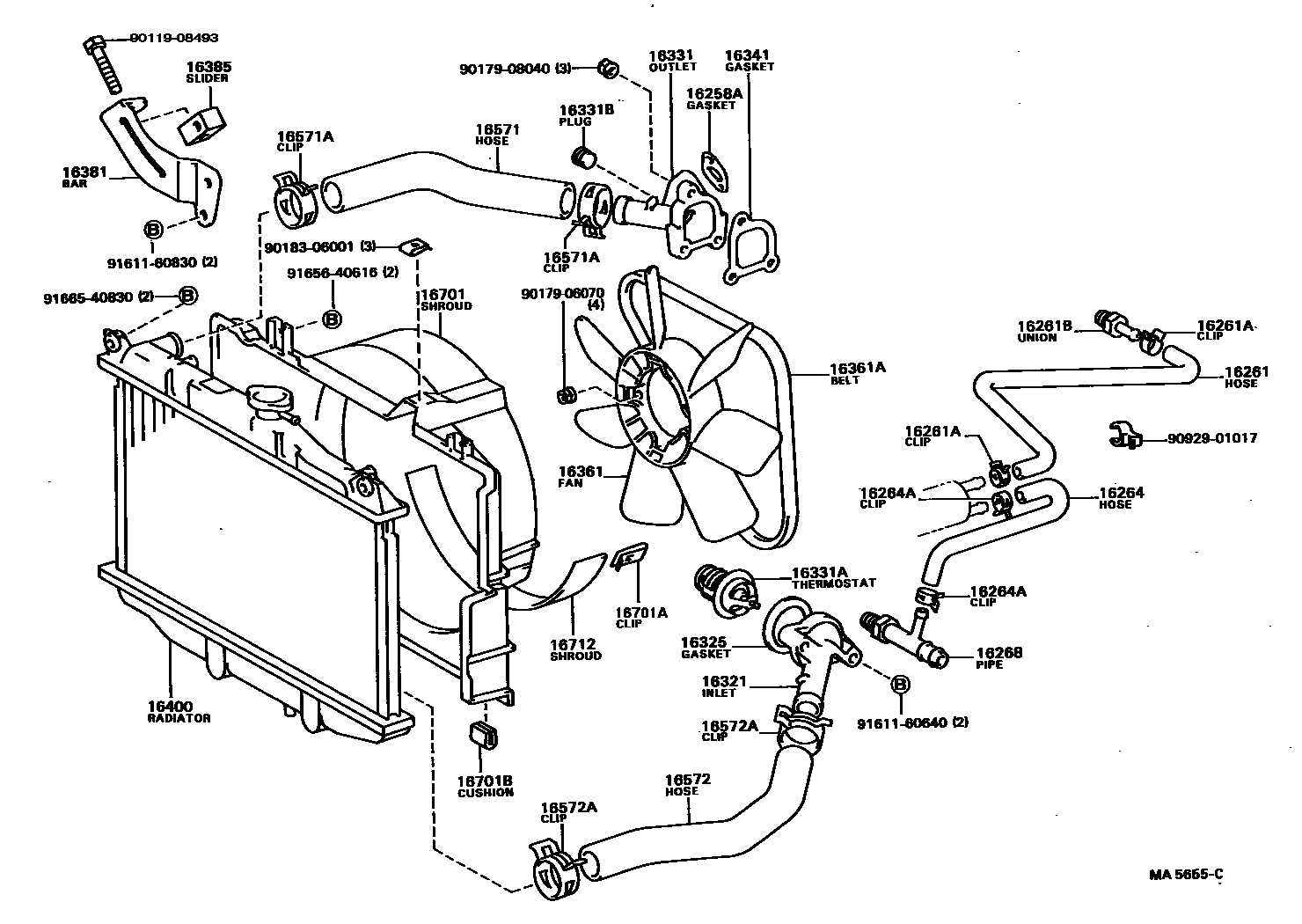 1603 — RADIATOR & WATER OUTLET