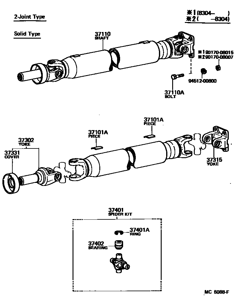 3701 — PROPELLER SHAFT & UNIVERSAL JOINT