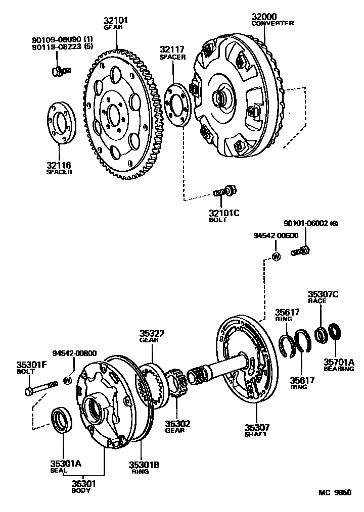 3502 — TORQUE CONVERTER, FRONT OIL PUMP & CHAIN (ATM)