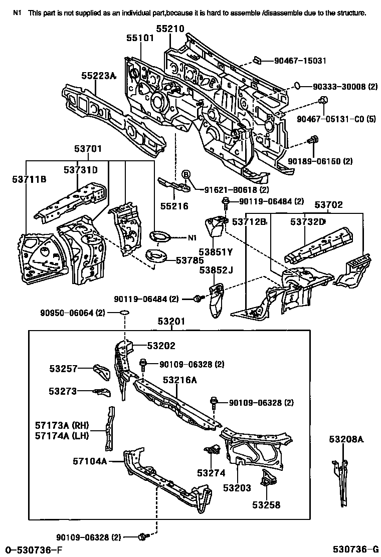 5304 — FRONT FENDER APRON & DASH PANEL