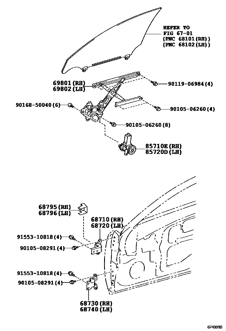 6704 — FRONT DOOR WINDOW REGULATOR & HINGE