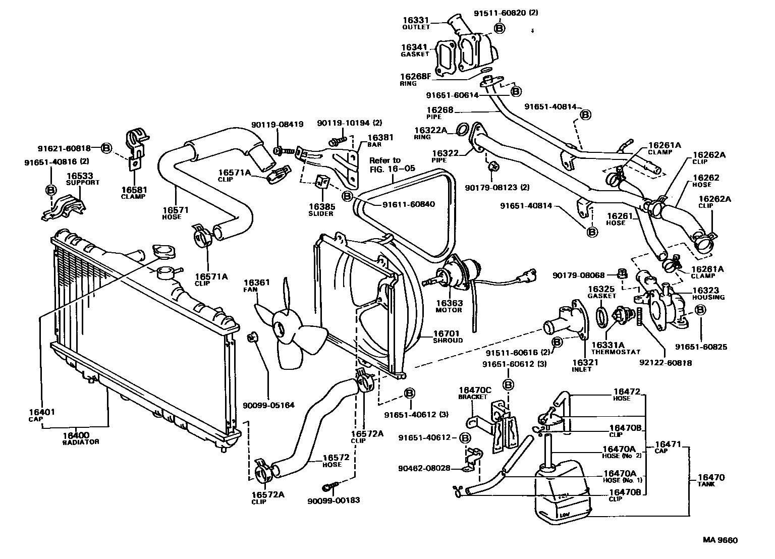 1603 — RADIATOR & WATER OUTLET