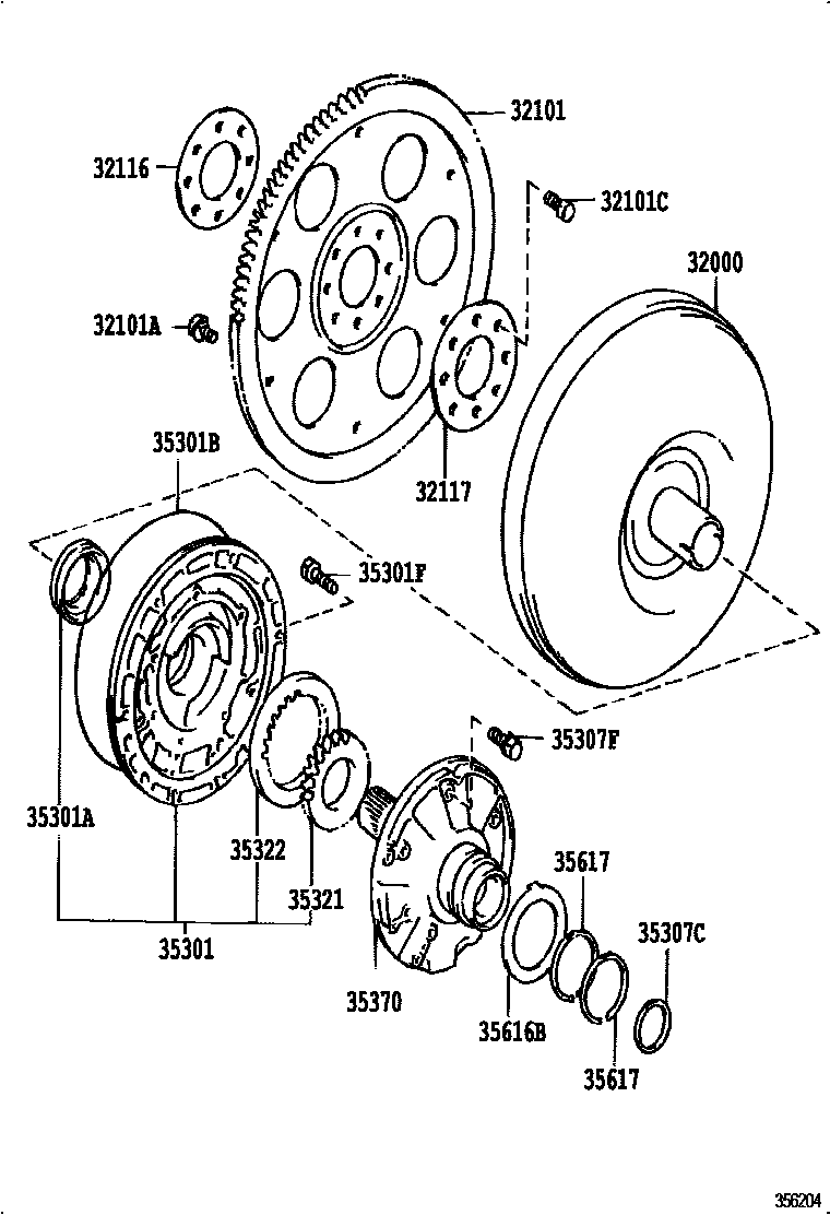 3502 — TORQUE CONVERTER, FRONT OIL PUMP & CHAIN (ATM)
