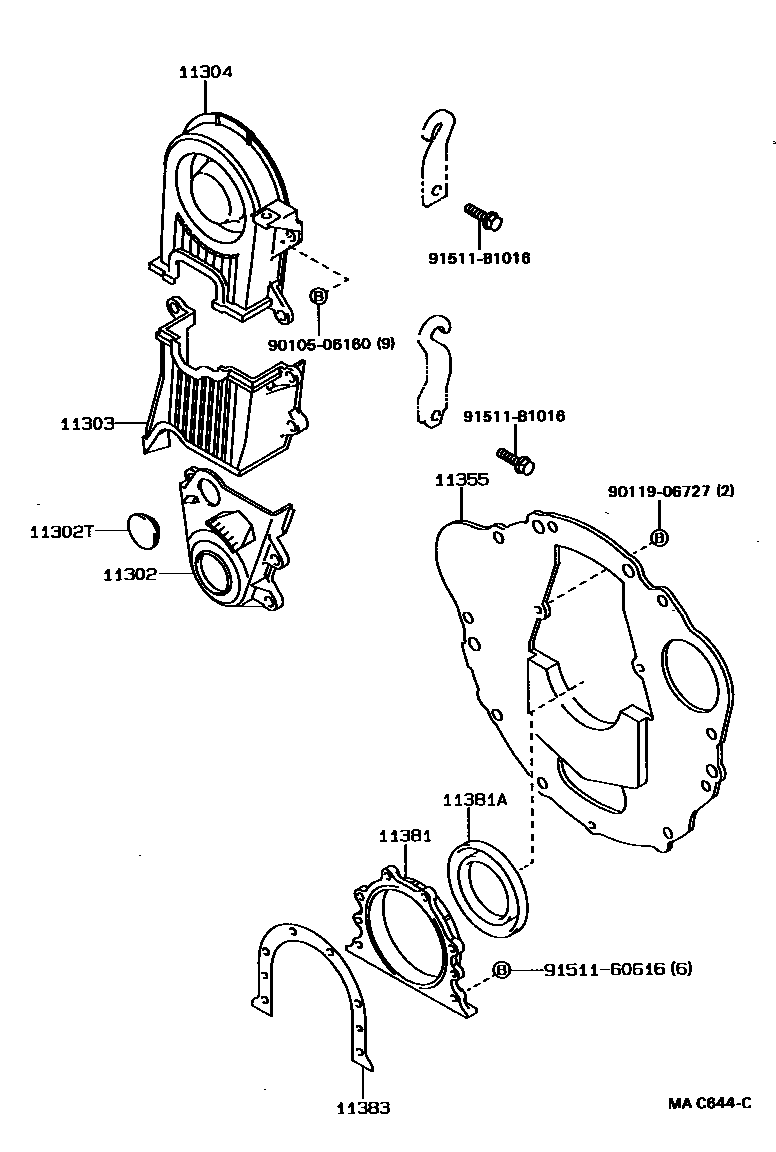 1106 — TIMING GEAR COVER & REAR END PLATE