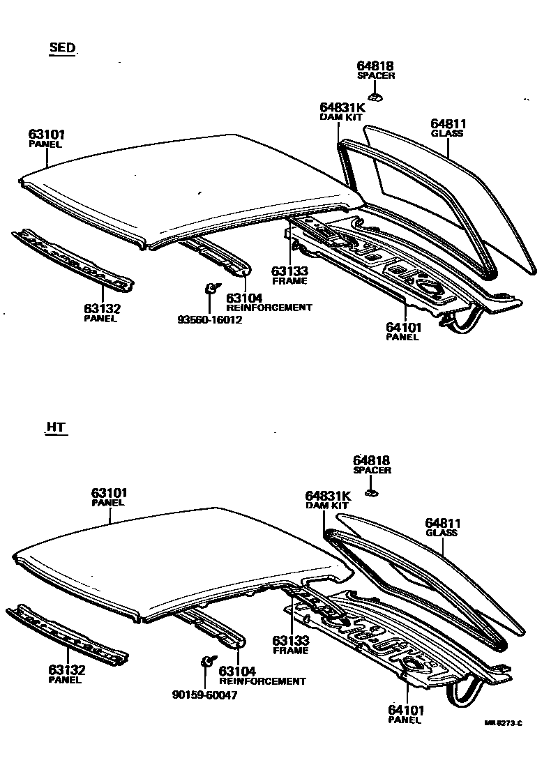 6104 — ROOF PANEL & BACK WINDOW GLASS