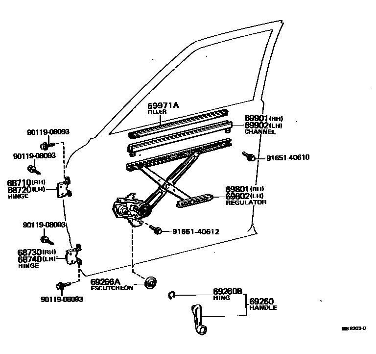 6704 — FRONT DOOR WINDOW REGULATOR & HINGE