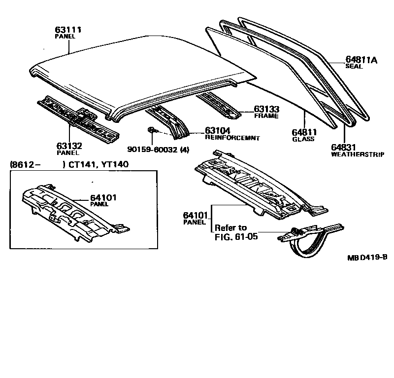 6104 — ROOF PANEL & BACK WINDOW GLASS