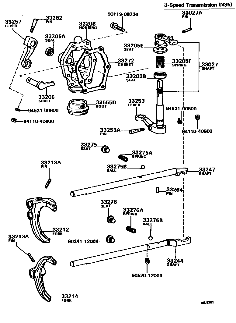 3307 — GEAR SHIFT FORK & LEVER SHAFT (MTM)