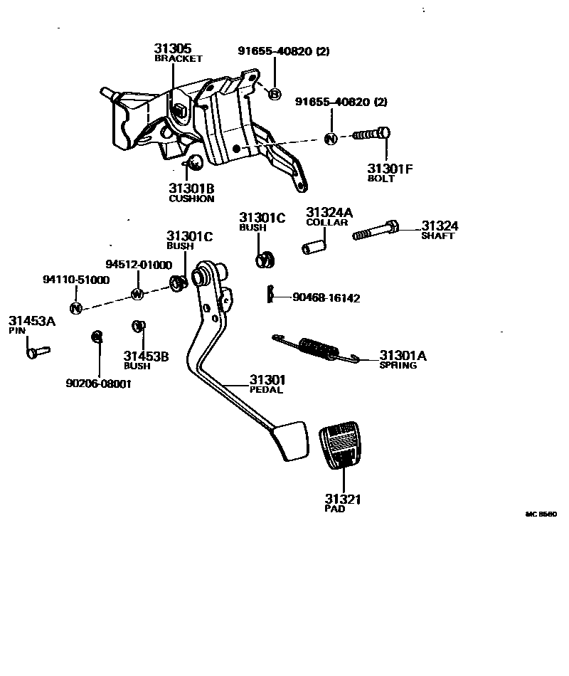 3102 — CLUTCH PEDAL & FLEXIBLE HOSE