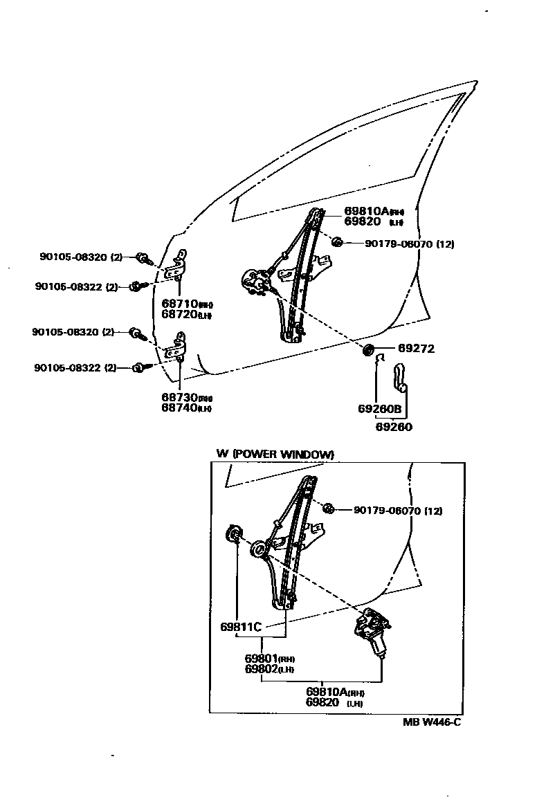 6704 — FRONT DOOR WINDOW REGULATOR & HINGE