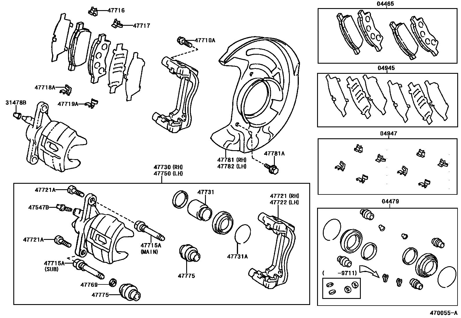 4705 — FRONT DISC BRAKE CALIPER & DUST COVER